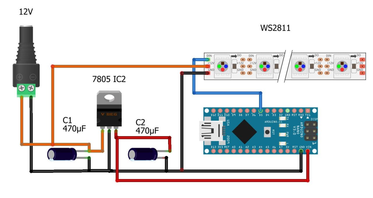 Ws2811 Addressable Rgb Led Strip With Arduino Code 