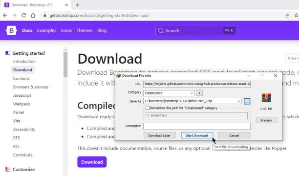 download and Install Bootstrap 5